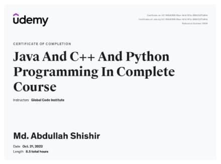 Java And C++ And Python Programming