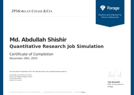 JPMorgan Chase & Co. - Quantitative Research Job Simulation